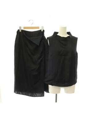 Max Mara Top Sleeveless Paisley Silk Mixed Wrap Skirt Long Set 42 Black